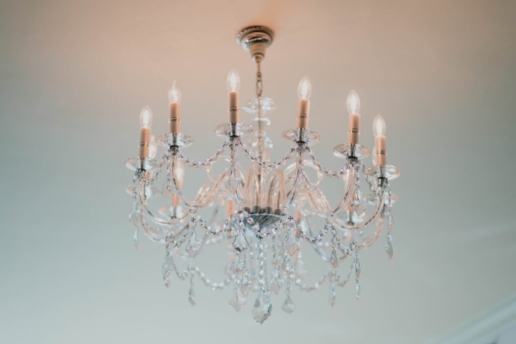 crystal chandelier illuminated by several lights