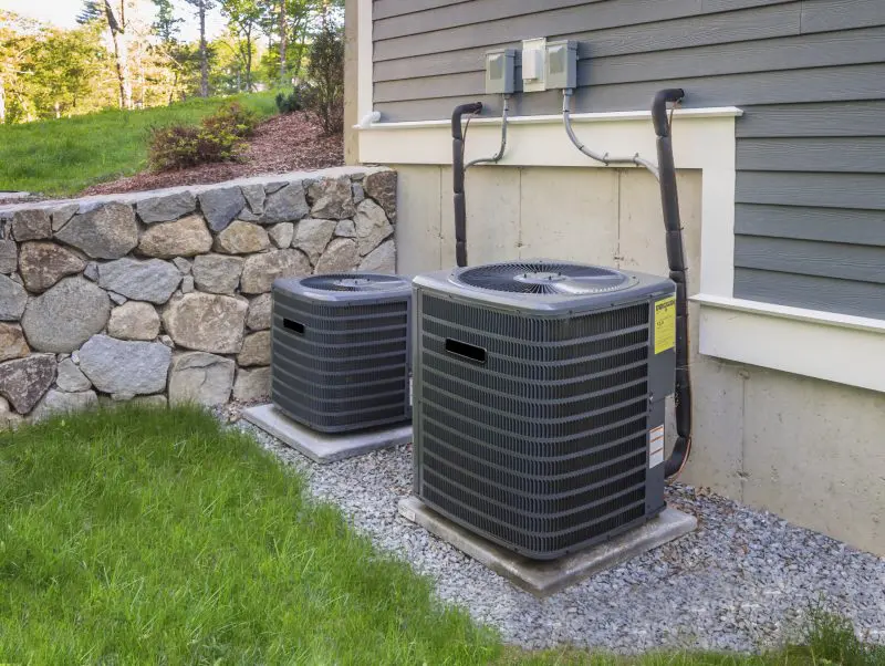 Outdoor HVAC unit outside of a home